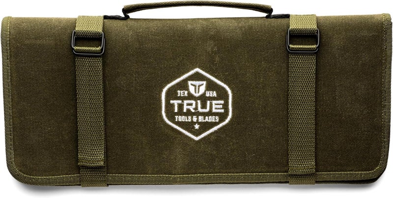 True PrimalForge Canvas Knife Roll | Heavy-Duty Waxed Canvas, Tear-Resistant, Water-Resistant, Custom Fit Pockets for the Chopper, Cleaver, Rocker Butcher, and Tanto Slicer in Collection - Image 1